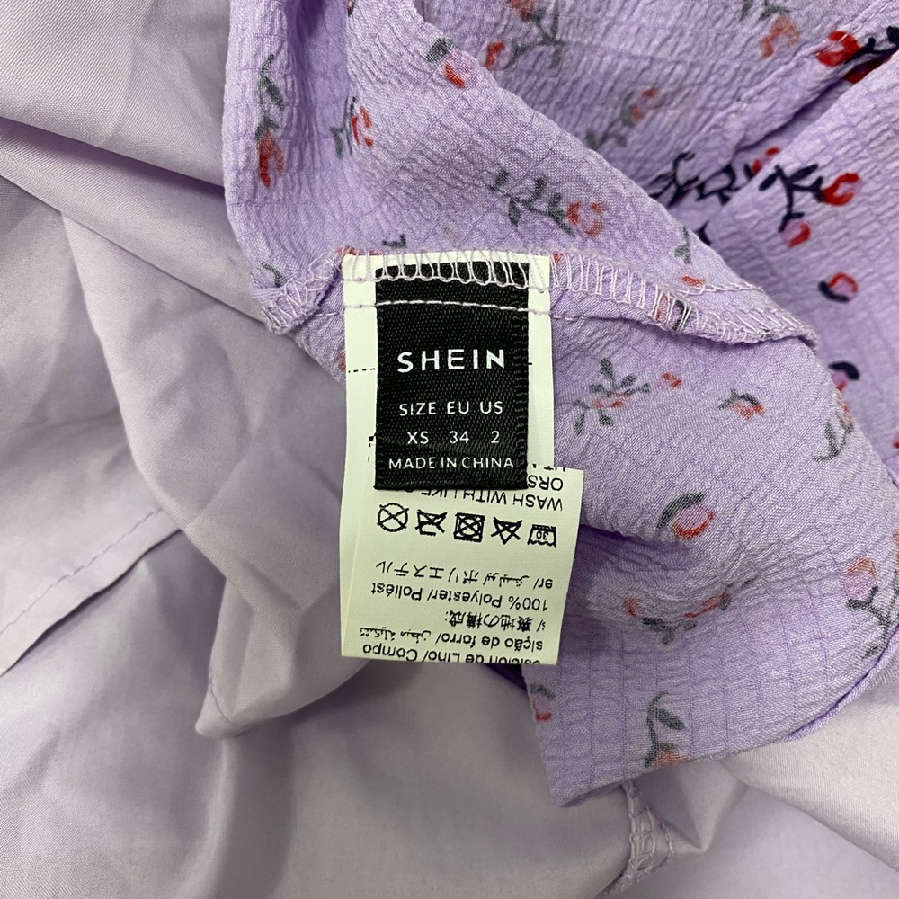 Purple Floral Smocked Spaghetti Strap Sundress Size XS Summer Boho‎ Romantic - Picture 15 of 16